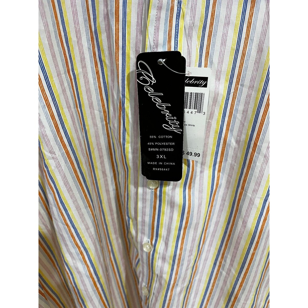 CELEBRITY MENS Multicolr SHORT SLEEVED BUTTON FRONT Size 3XL - Picture 3 of 3